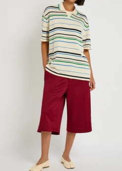 Striped knit polo shirt