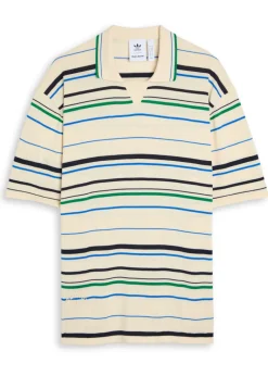 Striped knit polo shirt