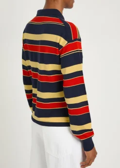 Striped knit polo shirt