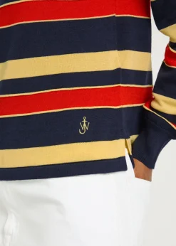 Striped knit polo shirt