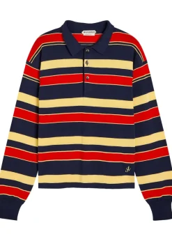 Striped knit polo shirt