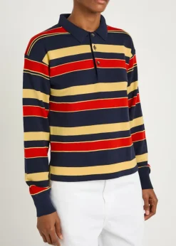 Striped knit polo shirt