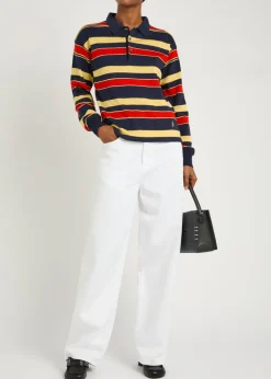 Striped knit polo shirt