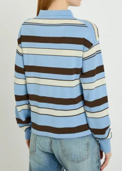 Striped knit polo shirt