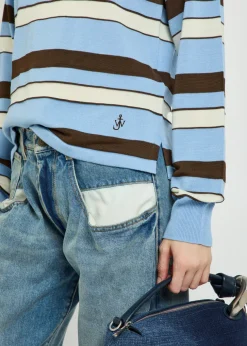Striped knit polo shirt