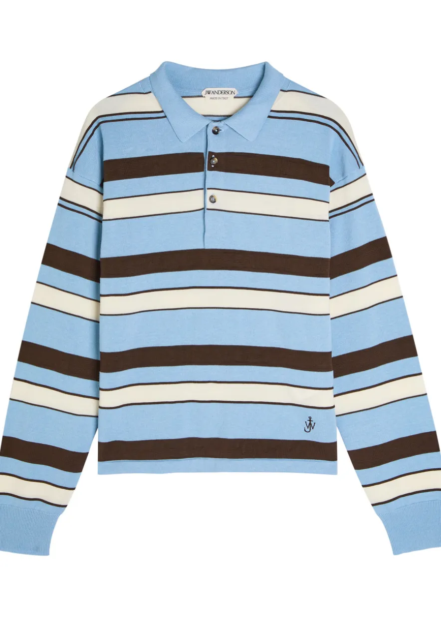 Striped knit polo shirt