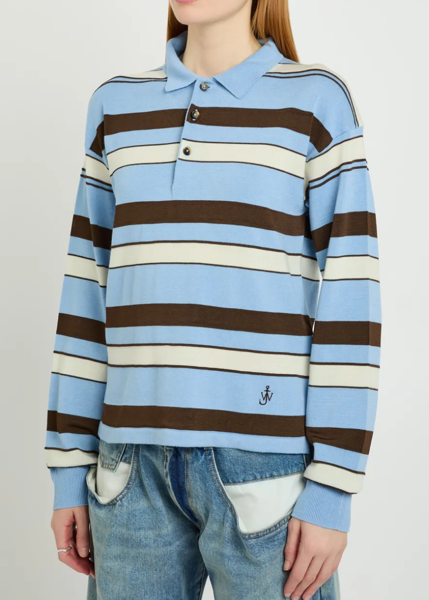 Striped knit polo shirt