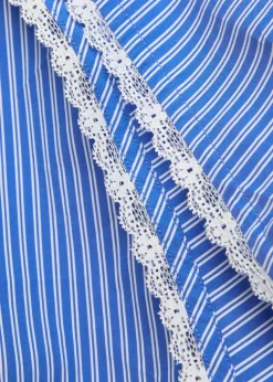 Striped lace-trimmed cotton-blend shorts