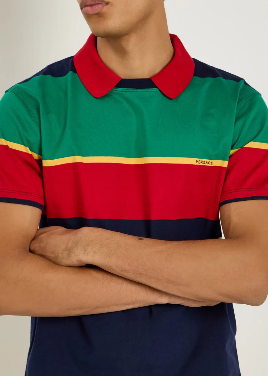 Striped layered cotton T-shirt
