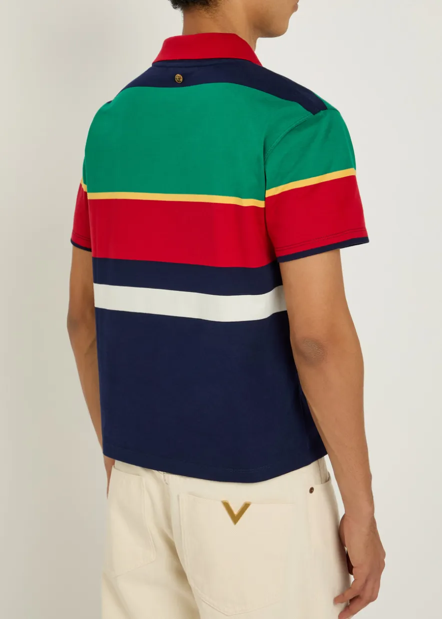 Striped layered cotton T-shirt