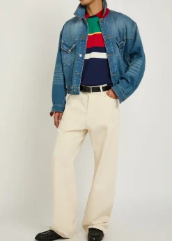 Striped layered cotton T-shirt