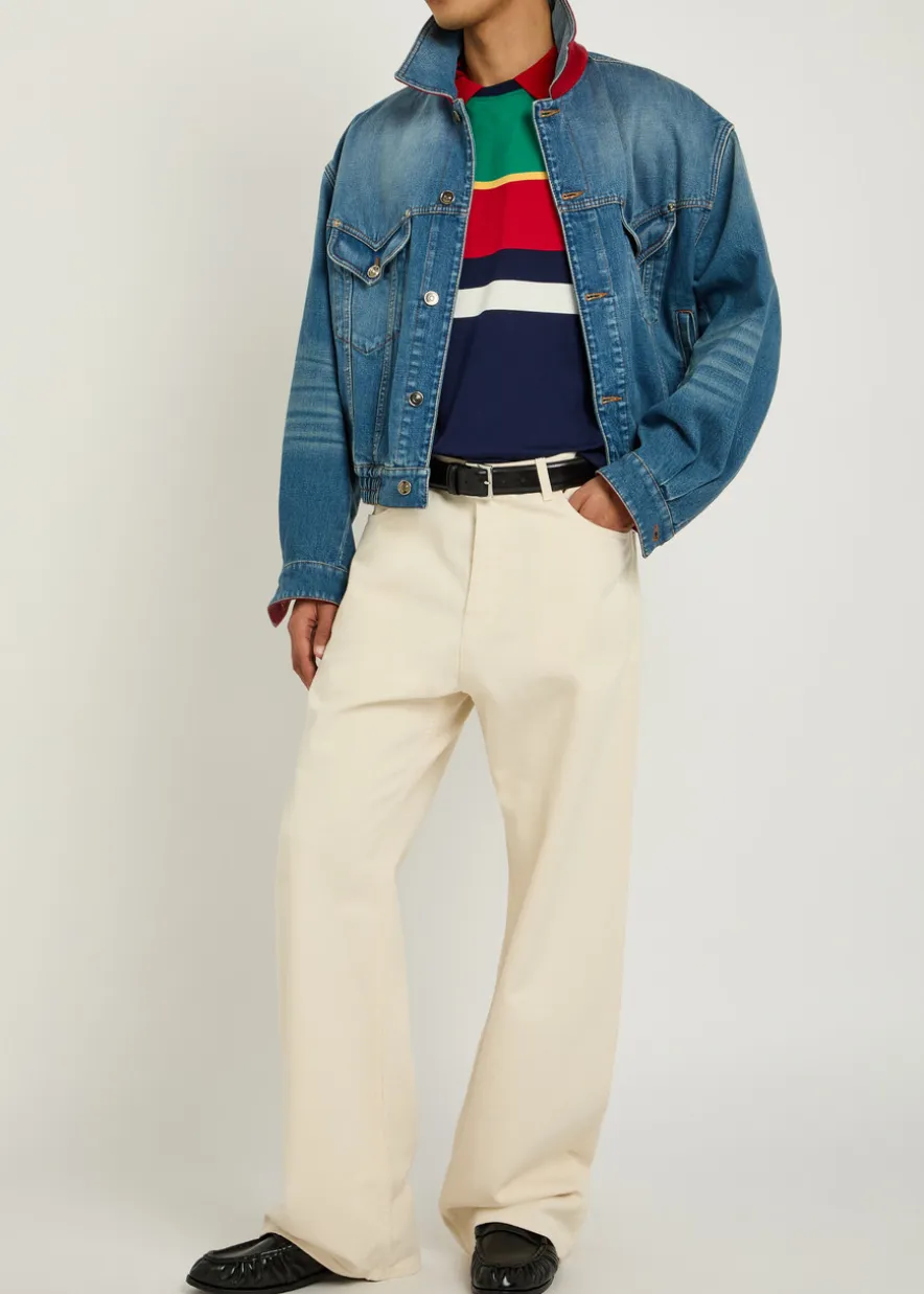 Striped layered cotton T-shirt