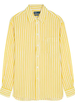 Striped linen and cotton-blend shirt