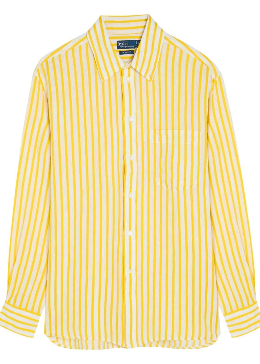 Striped linen and cotton-blend shirt