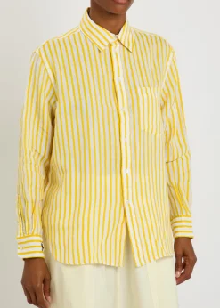 Striped linen and cotton-blend shirt