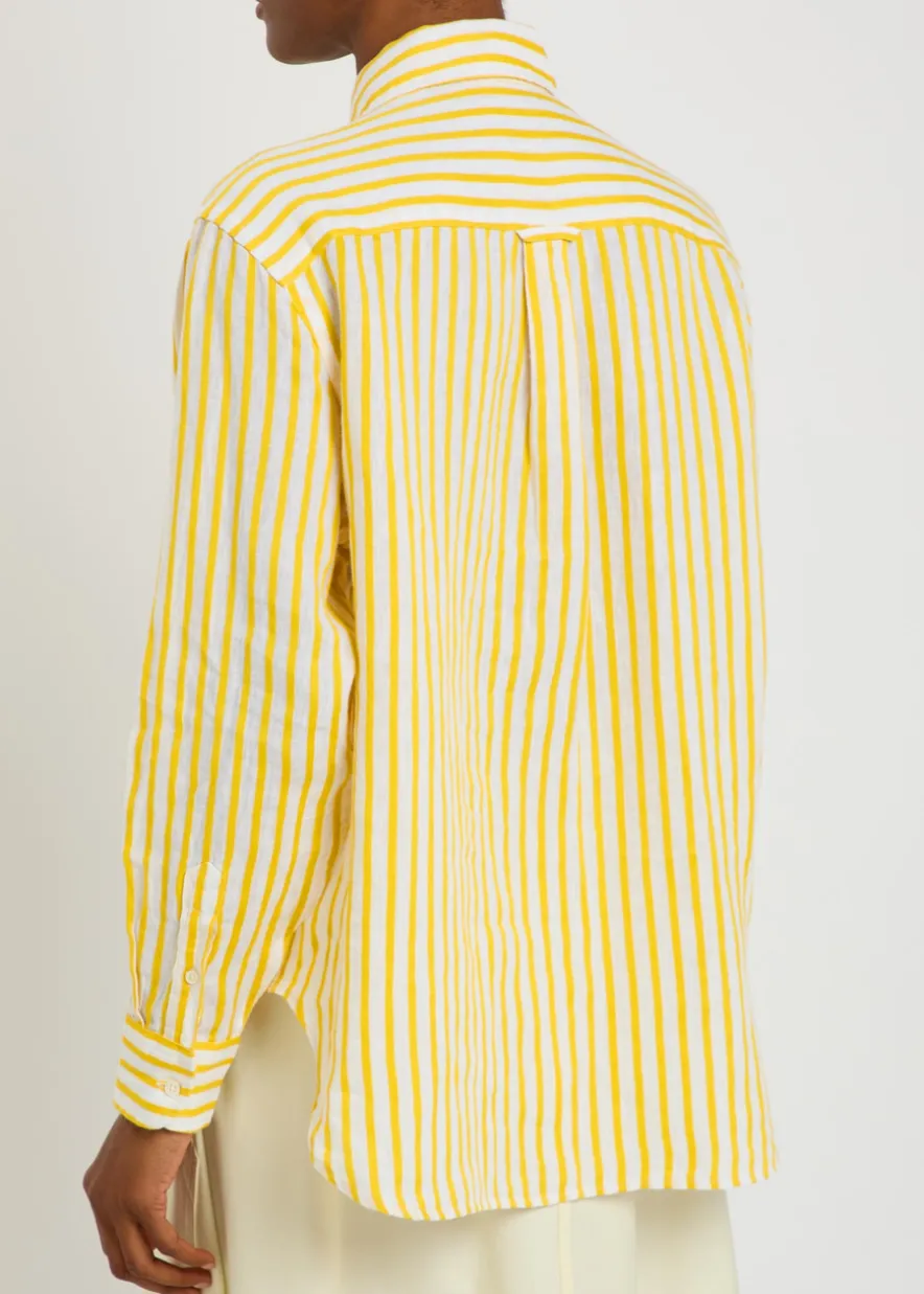 Striped linen and cotton-blend shirt
