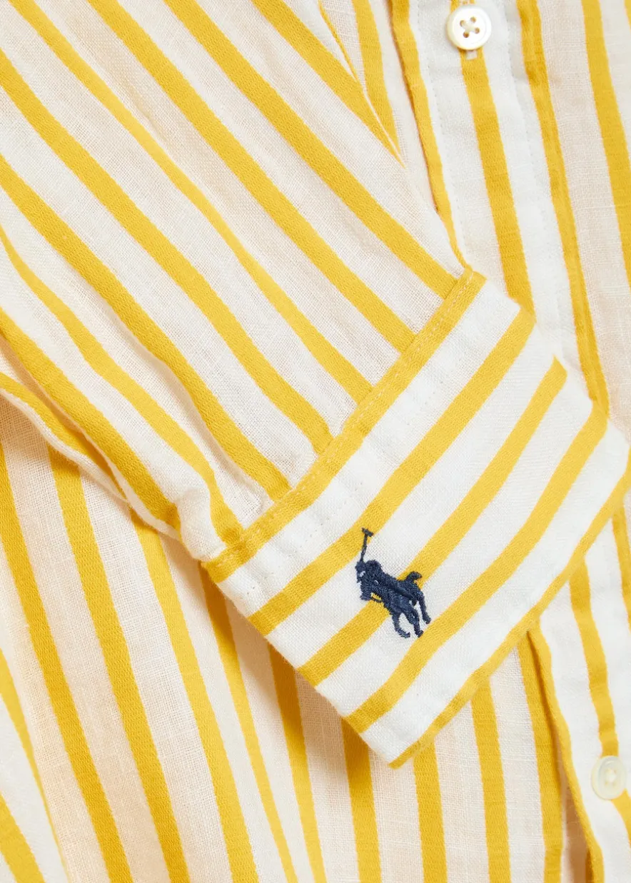 Striped linen and cotton-blend shirt