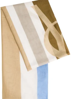 Striped logo cotton and silk-blend scarf