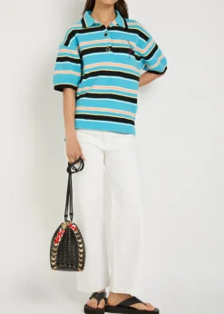 Striped logo-embroidered cotton-blend polo shirt