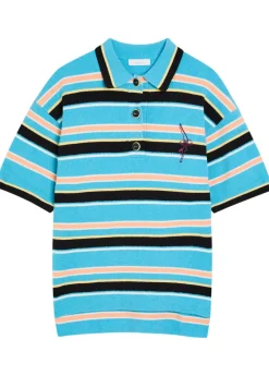 Striped logo-embroidered cotton-blend polo shirt