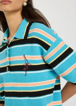 Striped logo-embroidered cotton-blend polo shirt