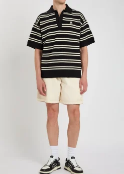 Striped logo-embroidered knit polo shirt