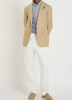 Striped logo-embroidered linen shirt