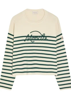 Striped logo-embroidered wool jumper