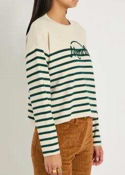 Striped logo-embroidered wool jumper