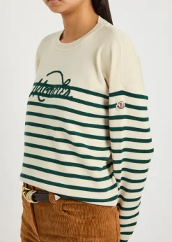 Striped logo-embroidered wool jumper