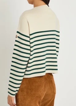 Striped logo-embroidered wool jumper