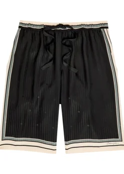 Striped logo-jacquard silk shorts