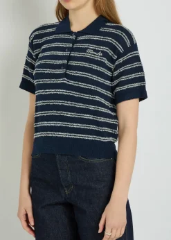Striped logo terry polo shirt