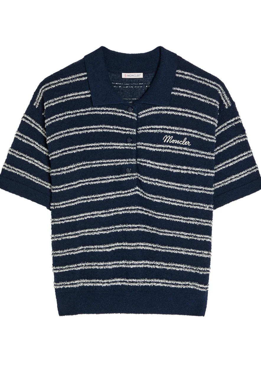 Striped logo terry polo shirt