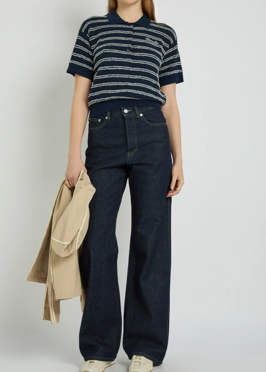 Striped logo terry polo shirt