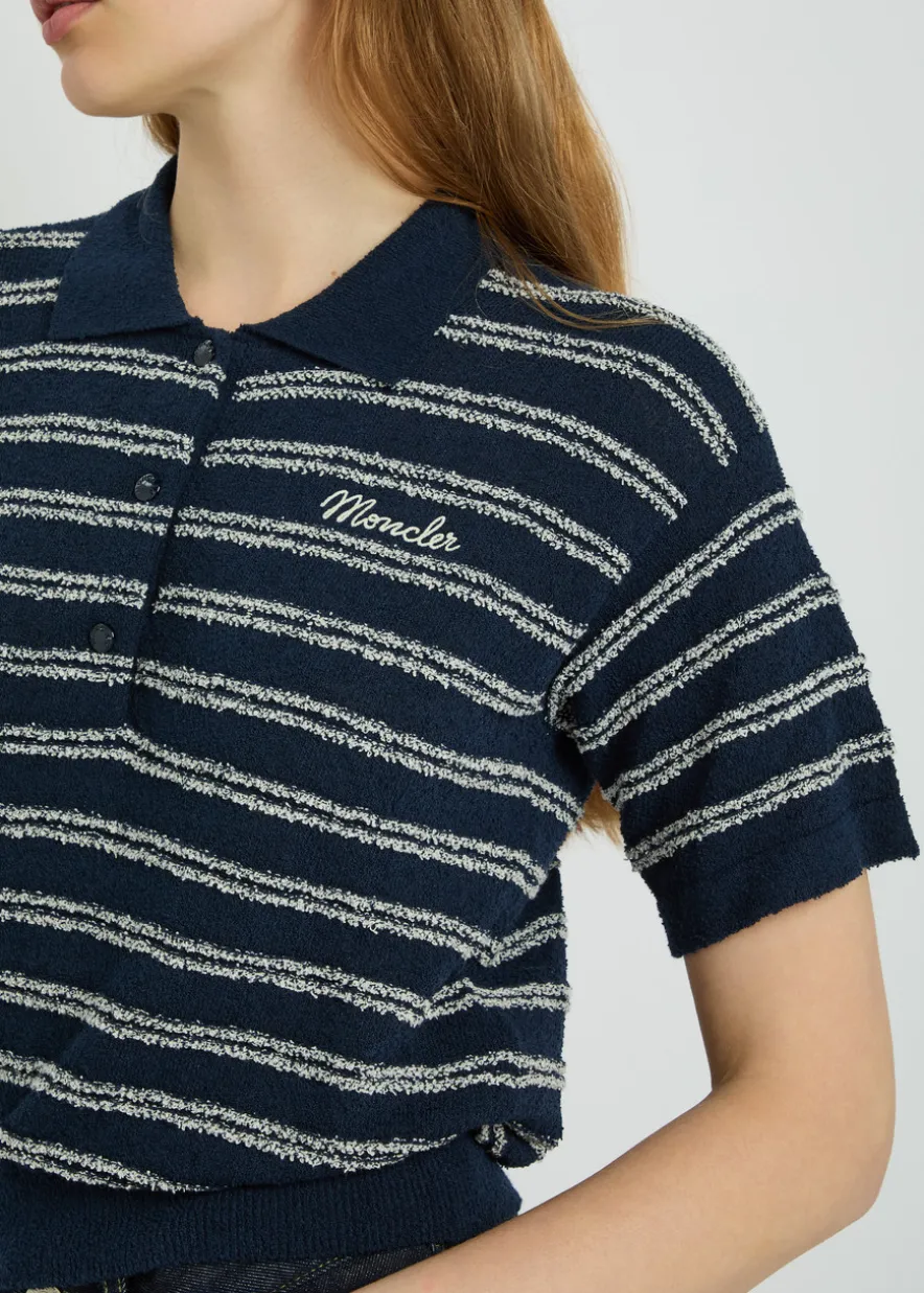 Striped logo terry polo shirt