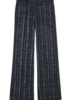 Striped metallic-weave trousers