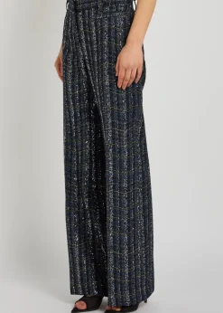 Striped metallic-weave trousers