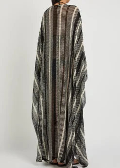 Striped open-knit kaftan cover-up