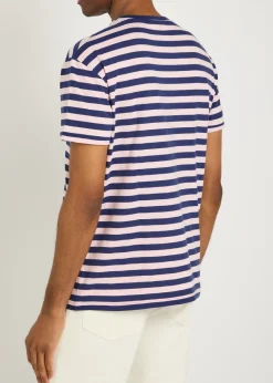 Striped patch pocket cotton T-shirt