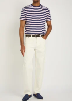 Striped patch pocket cotton T-shirt