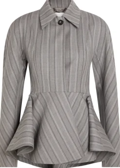 Striped peplum-hem wool jacket