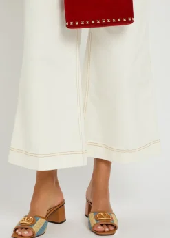 60 striped-raffia leather mules