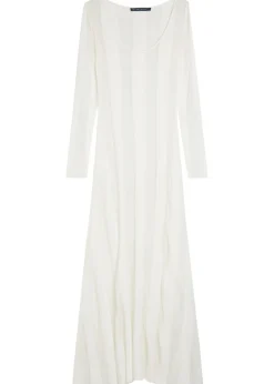 Striped sheer-knit gown