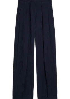 Striped straight-leg chiffon trousers