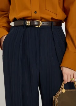 Striped straight-leg chiffon trousers