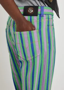 Striped straight-leg jeans