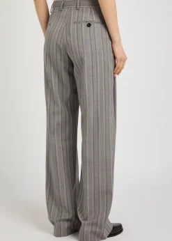 Striped straight-leg wool trousers