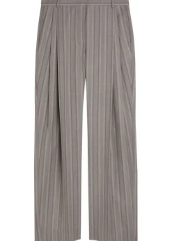 Striped straight-leg wool trousers