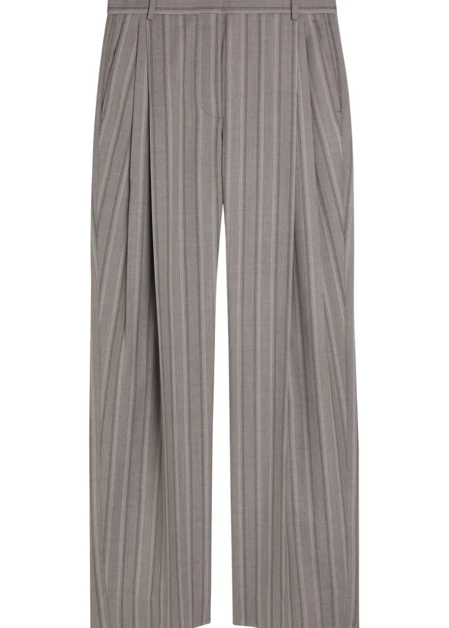 Striped straight-leg wool trousers